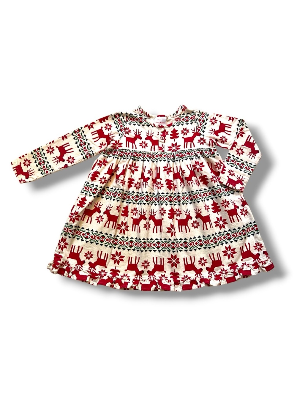 Hanna Andersson Dear Deer Nightgown Girls Size 4 Christmas Reindeer Fair Isle